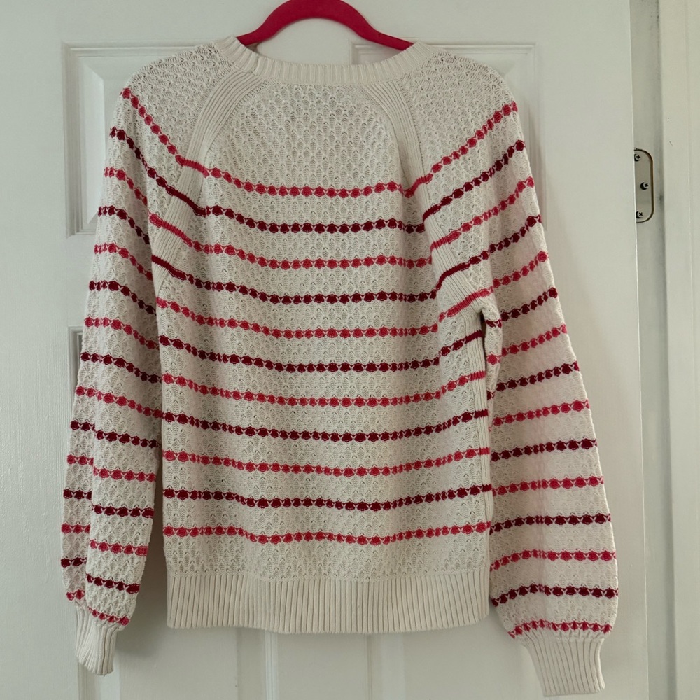 Red & Pink Striped LOFT Crewneck Sweater - Picture 2 of 5